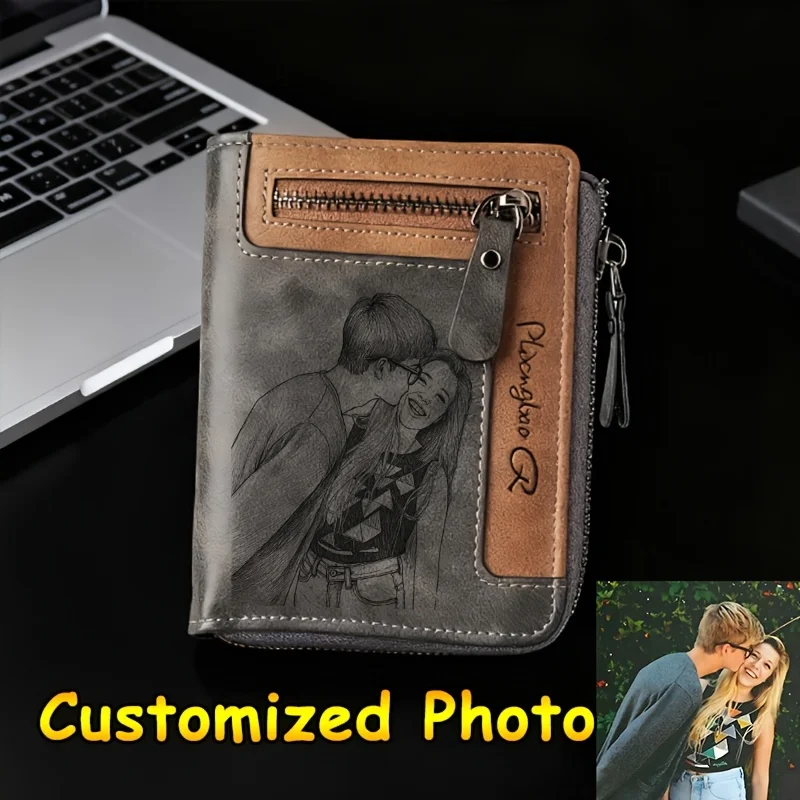 Custom Photo Retro Short PU Leather Men Wallet, Zipper Coin Purse, Portable Credit Card Holder, Personalized High Quality Gift
Custom Photo Retro Short PU Leather Men Wallet, Zipper Coin Purse, Portable Credit Card Holder, Personalized High Quality Gift