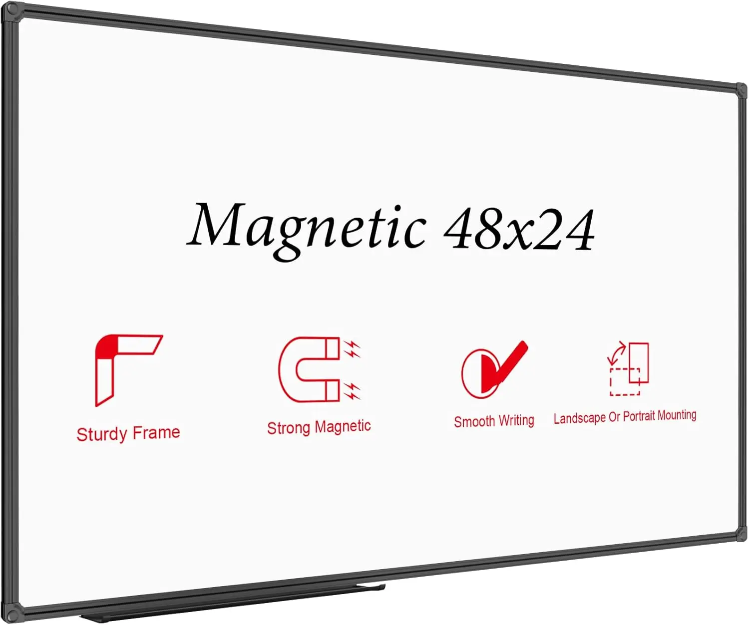 Magnetic Whiteboard 48x24 Inch, Dry Erase Board with Black Aluminum Frame, Wall Mounted for Office Home School
Magnetic Whiteboard 48x24 Inch, Dry Erase Board with Black Aluminum Frame, Wall Mounted for Office Home School