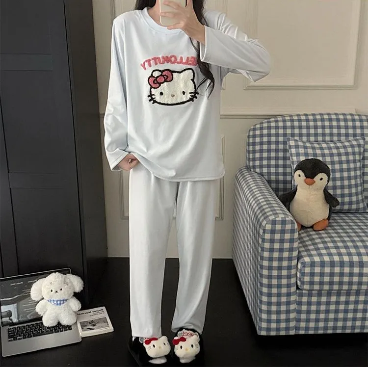 Hello Kitty Women's Dralon Velvet Pullover Pajama Set Fall Winter Embroidered Cartoon Outdoor Ready Home Loungewear
Hello Kitty Women's Dralon Velvet Pullover Pajama Set Fall Winter Embroidered Cartoon Outdoor Ready Home Loungewear