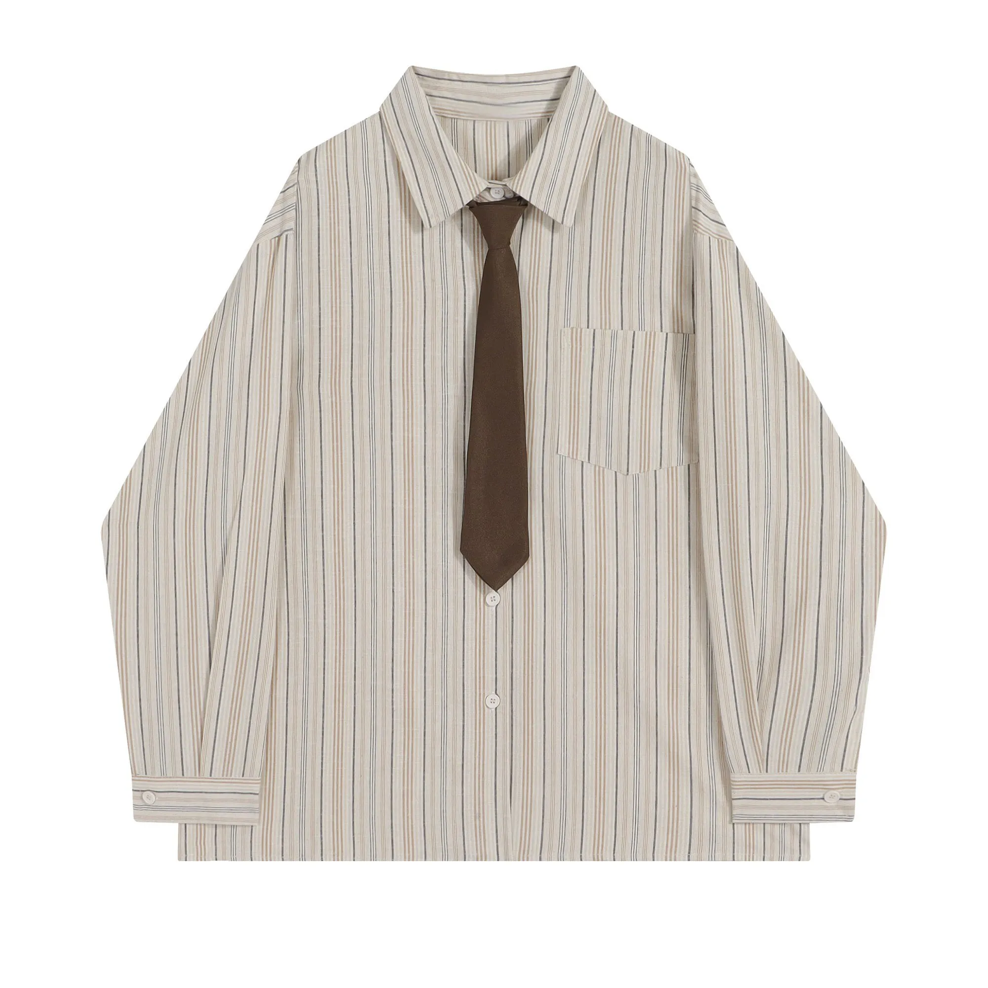 Autumn Stripe Shirt With Tie Women Korean Chic Short Sleeve Y2k All-Match Tops Vintage Harajuku Blouse Clothes
Autumn Stripe Shirt With Tie Women Korean Chic Short Sleeve Y2k All-Match Tops Vintage Harajuku Blouse Clothes