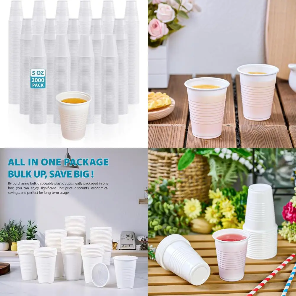 Одноразовые белые пластиковые стаканчики на 5 унций, упаковка из 2000 штук для дегустации и питья
Одноразовые белые пластиковые стаканчики на 5 унций, упаковка из 2000 штук для дегустации и питья