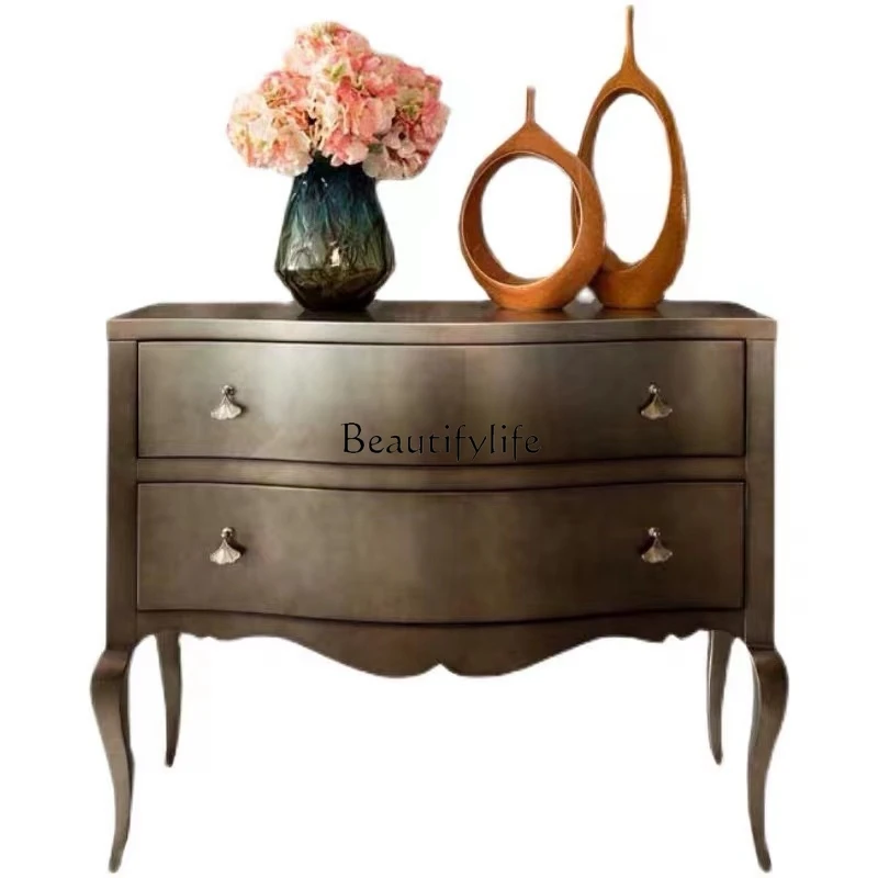 French American solid wood porch neoclassical light luxury foyer decoration champagne chest partition
French American solid wood porch neoclassical light luxury foyer decoration champagne chest partition