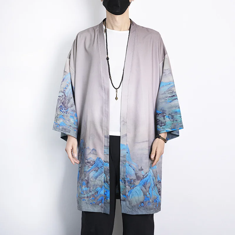 Summer Male Long Sleeve Robes Traditional Chinese Jacket Print Men Loose Coat High Quality Casual Cardigan National Performance
Summer Male Long Sleeve Robes Traditional Chinese Jacket Print Men Loose Coat High Quality Casual Cardigan National Performance