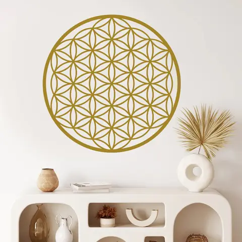 Autocollant d'art Mural fleur de vie, géométrie sacrée, décor de salle, symbole spirituel, décalcomanies en vinyle, décoration de maison, chambre à coucher, Mural amovible G065