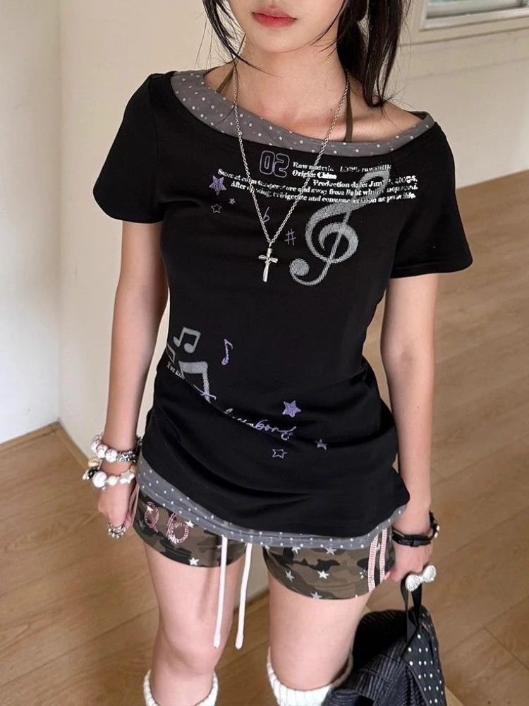 Американские двухконтрастные топы E-Girl Fake Y2k с принтом в горошек, футболка с наклонными плечами, женская шикарная футболка с короткими рукавами, новый летний тонкий топ
Американские двухконтрастные топы E-Girl Fake Y2k с принтом в горошек, футболка с наклонными плечами, женская шикарная футболка с короткими рукавами, новый летний тонкий топ