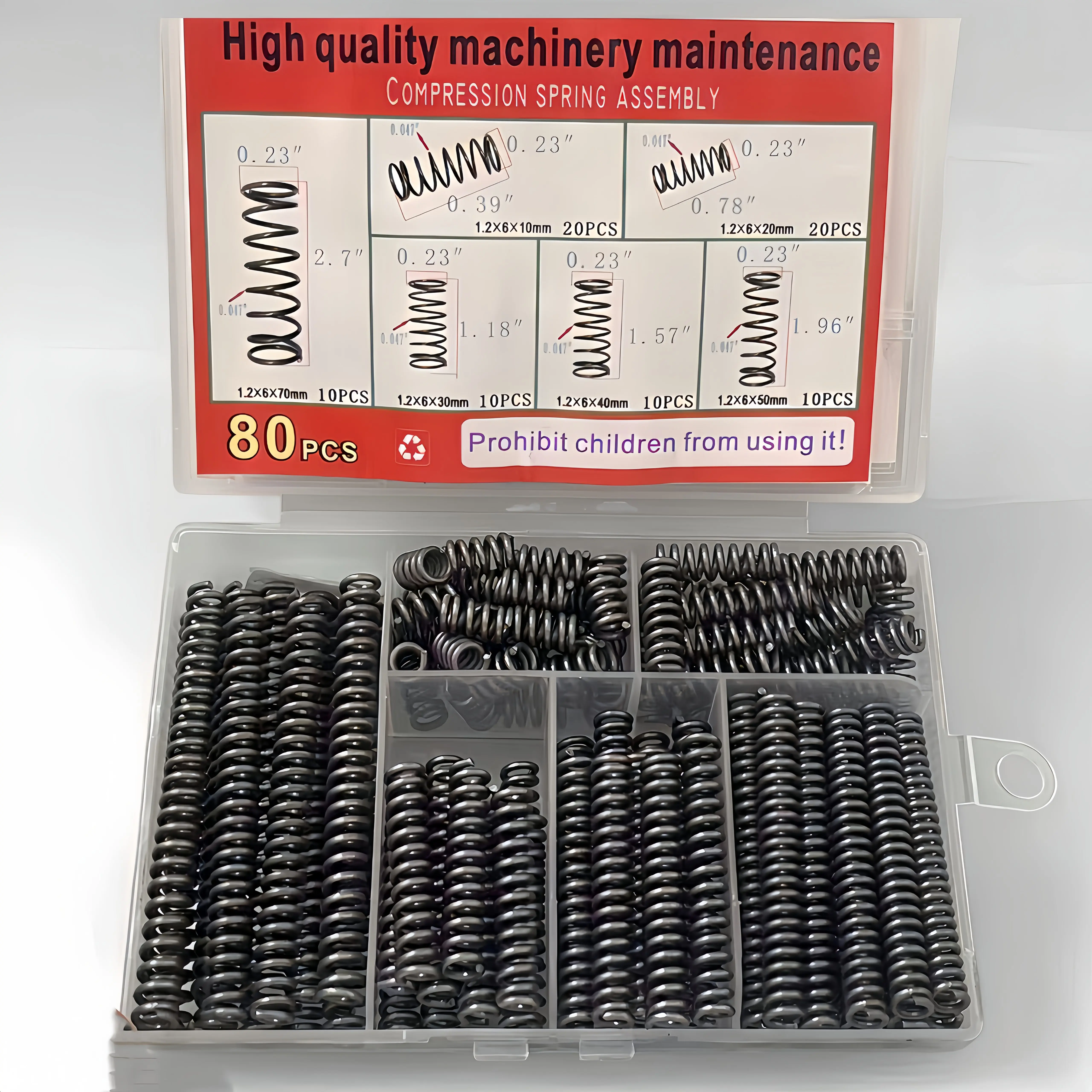 80Pcs Box Set: 1.2mm Wire Dia, 6mm Outer Dia Mechanical Compression Springs. Ideal for toy parts replacement, DIY projects, hand
80Pcs Box Set: 1.2mm Wire Dia, 6mm Outer Dia Mechanical Compression Springs. Ideal for toy parts replacement, DIY projects, hand
