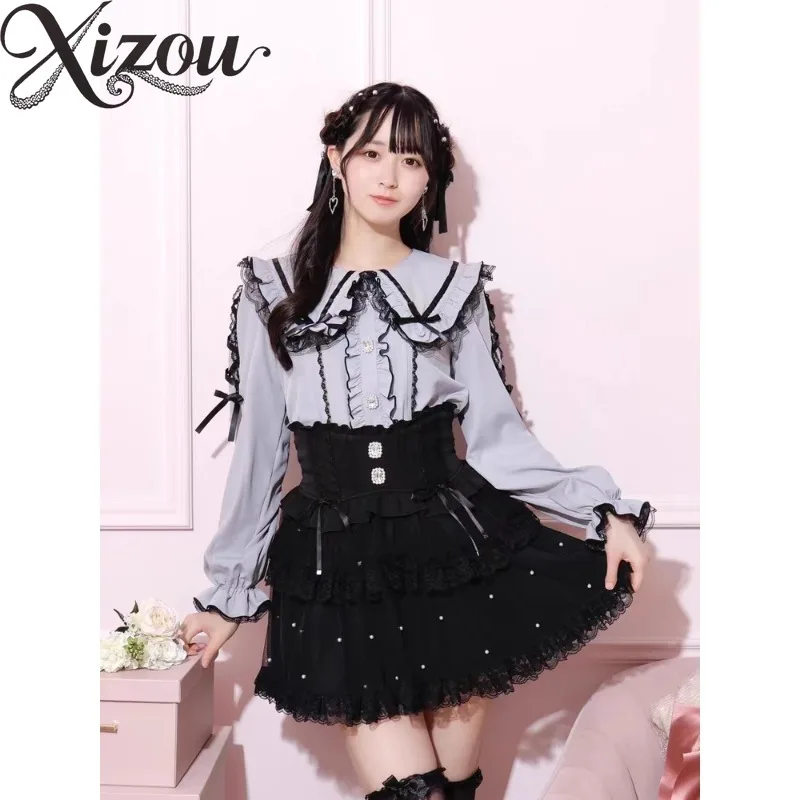 Spring Summer Lolita Shirts Japanese Cosplay Sweet Mine Lace Doll Collar Pure Color Elegance Blouse Women Long Sleeve Tops
Spring Summer Lolita Shirts Japanese Cosplay Sweet Mine Lace Doll Collar Pure Color Elegance Blouse Women Long Sleeve Tops