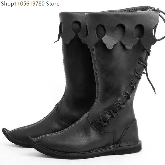Medieval Pu Leather Renaissance Calf Boots Gothic Military Officer Men's Shoes Viking Pirate Boots Halloween Cosplay Shoes 2026
Medieval Pu Leather Renaissance Calf Boots Gothic Military Officer Men's Shoes Viking Pirate Boots Halloween Cosplay Shoes 2026