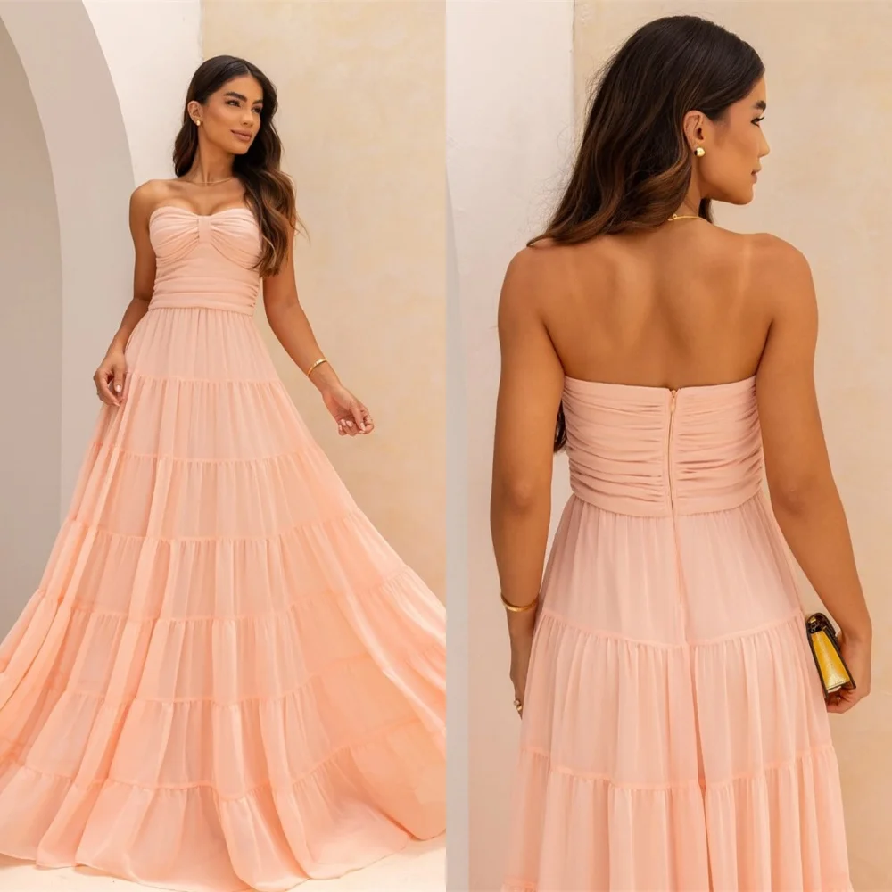 Customized Soft Pink Chiffon Evening Dress Modern Strapless Sleeveless Homecoming Dresses Fashion Special Occasion Gowns
Customized Soft Pink Chiffon Evening Dress Modern Strapless Sleeveless Homecoming Dresses Fashion Special Occasion Gowns