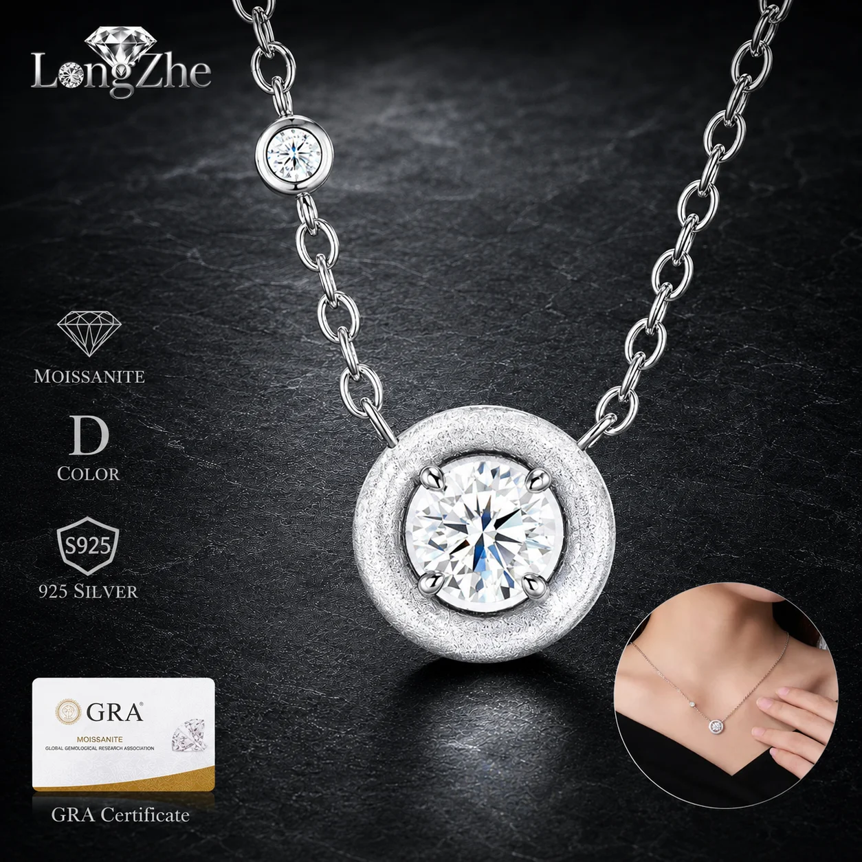 S925 Silver Moissanite Pendant Necklace 1.25CT Round Cut Minimalist Disc Design for Women Wedding Birthday Fine Jewelry Gift
S925 Silver Moissanite Pendant Necklace 1.25CT Round Cut Minimalist Disc Design for Women Wedding Birthday Fine Jewelry Gift