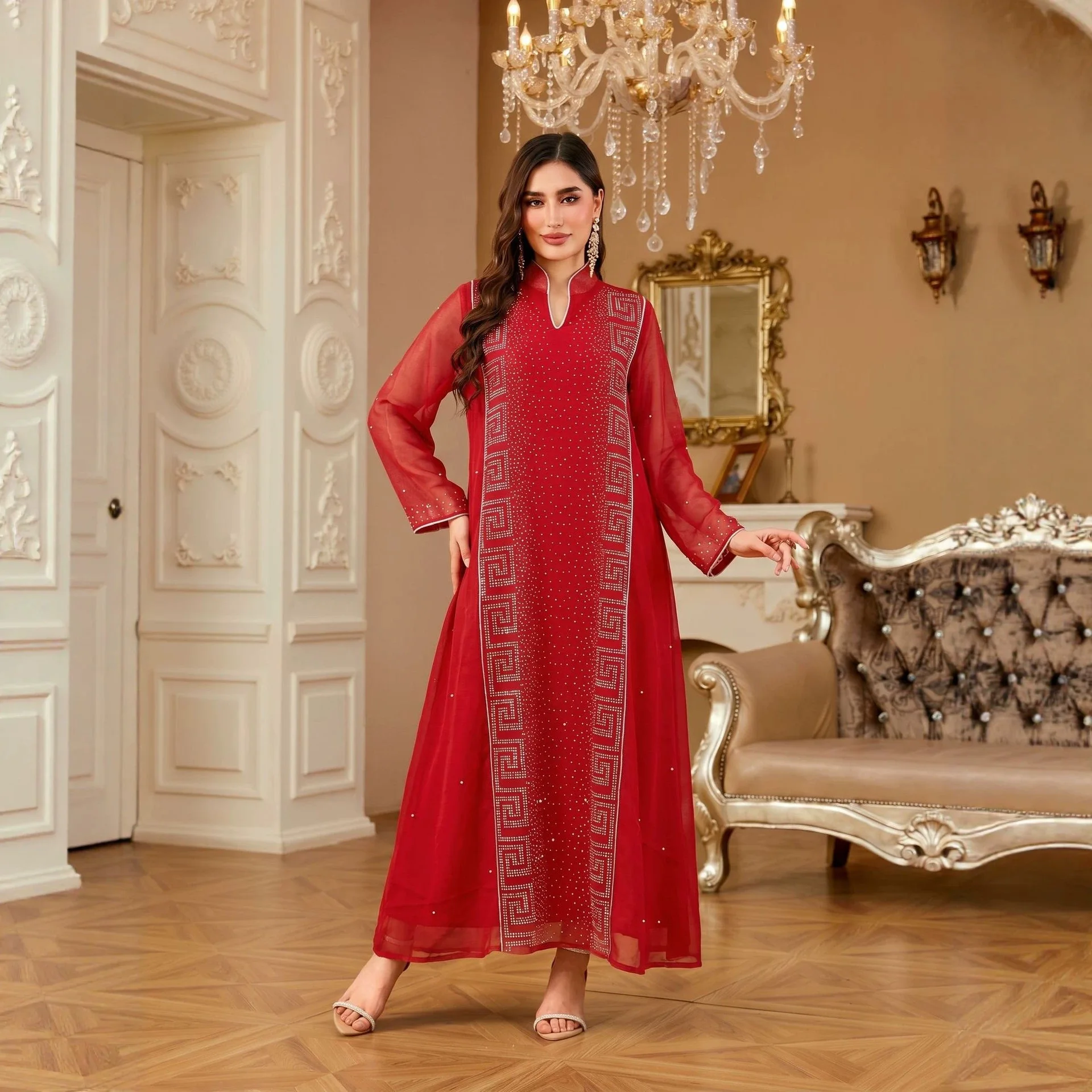 Kl25009 Women's Summer Fashion Elegant Luxurious Full-diamond Loose Mesh Lady Clothes Long Dress Dubai Luxury Islam Elegant
Kl25009 Women's Summer Fashion Elegant Luxurious Full-diamond Loose Mesh Lady Clothes Long Dress Dubai Luxury Islam Elegant