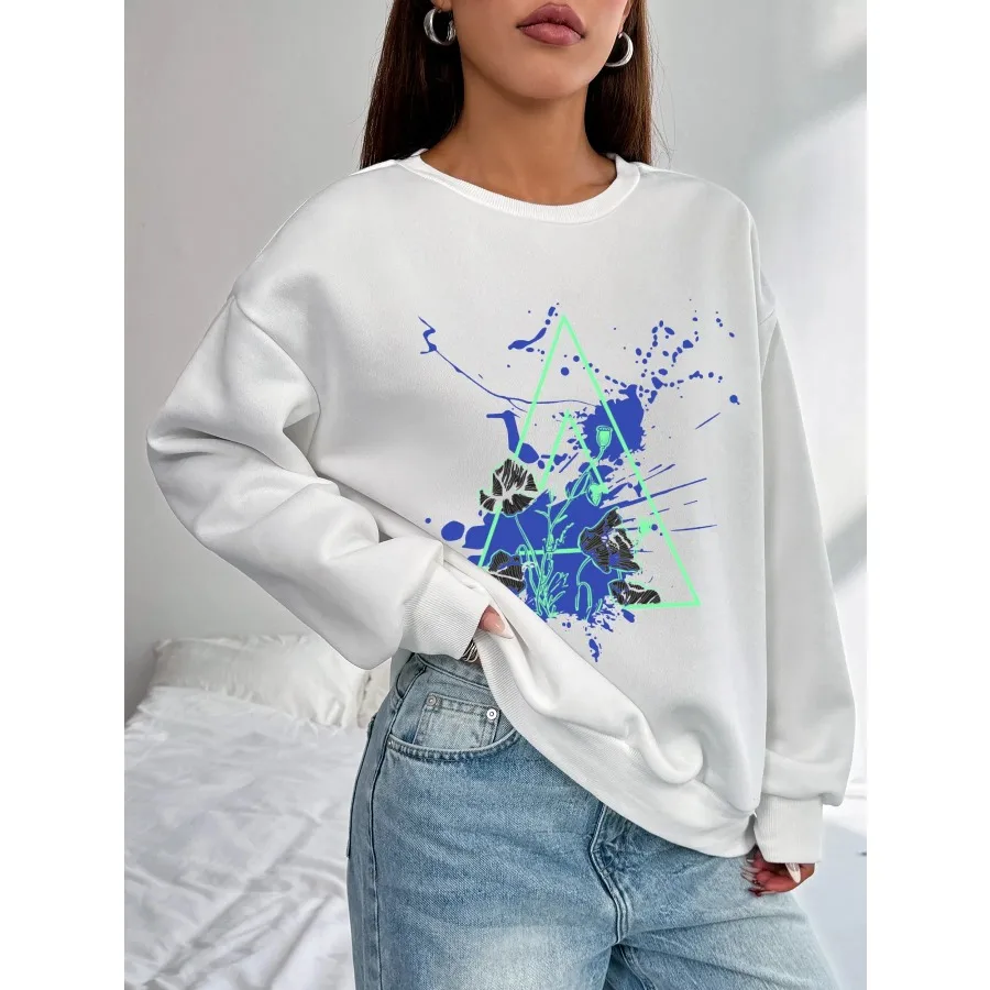 Women Basic Casual Pullover Spring Autumn Long Sleeve Triangles Printed Round Neck
Women Basic Casual Pullover Spring Autumn Long Sleeve Triangles Printed Round Neck
