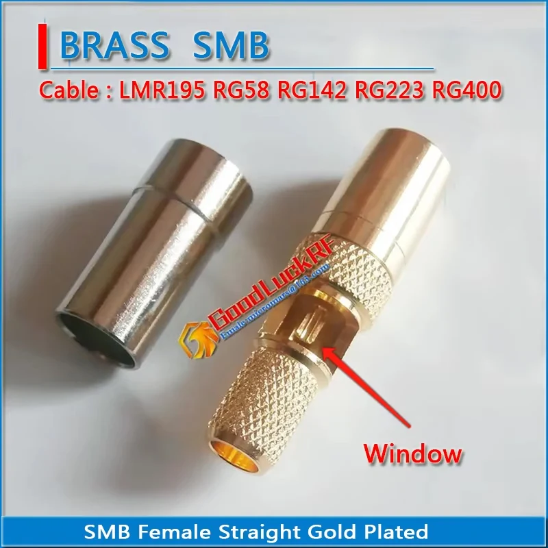 SMB Female Straight Window Crimp LMR195 RG58 RG142 RG223 RG400 Cable 50 ohm Copper Right Angle RF Connector Adapters Scoket
SMB Female Straight Window Crimp LMR195 RG58 RG142 RG223 RG400 Cable 50 ohm Copper Right Angle RF Connector Adapters Scoket
