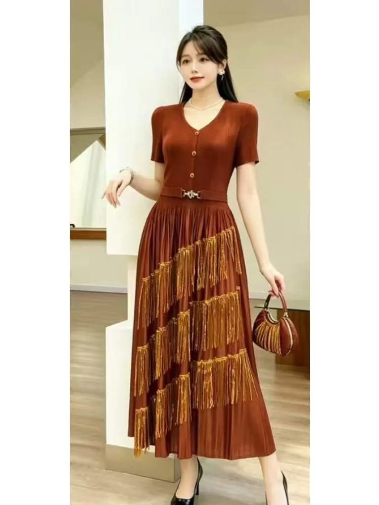 2026 Miyake Crumpled Loose Dress Summer New Fashion Gradual Change Tassel Elegant Dress Women's Clothing
2026 Miyake Crumpled Loose Dress Summer New Fashion Gradual Change Tassel Elegant Dress Women's Clothing
