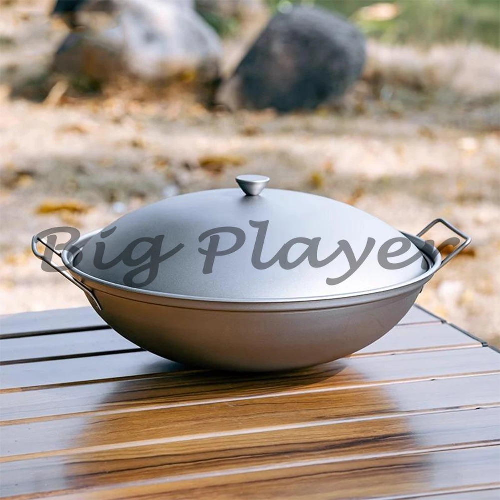 1.8L Double Handle Titanium Wok - Lid Spatula Soup Ladle for Outdoor Camping Induction Cooker Alcohol Stove
1.8L Double Handle Titanium Wok - Lid Spatula Soup Ladle for Outdoor Camping Induction Cooker Alcohol Stove