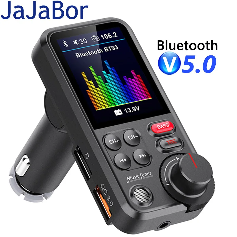 JaJaBor FM Transmitter 1.8 Inch Color Screen Bluetooth Handsfree Car Kit QC3.0 Fast Charging Treble Bass Sound Car Mp3 Player
JaJaBor FM Transmitter 1.8 Inch Color Screen Bluetooth Handsfree Car Kit QC3.0 Fast Charging Treble Bass Sound Car Mp3 Player