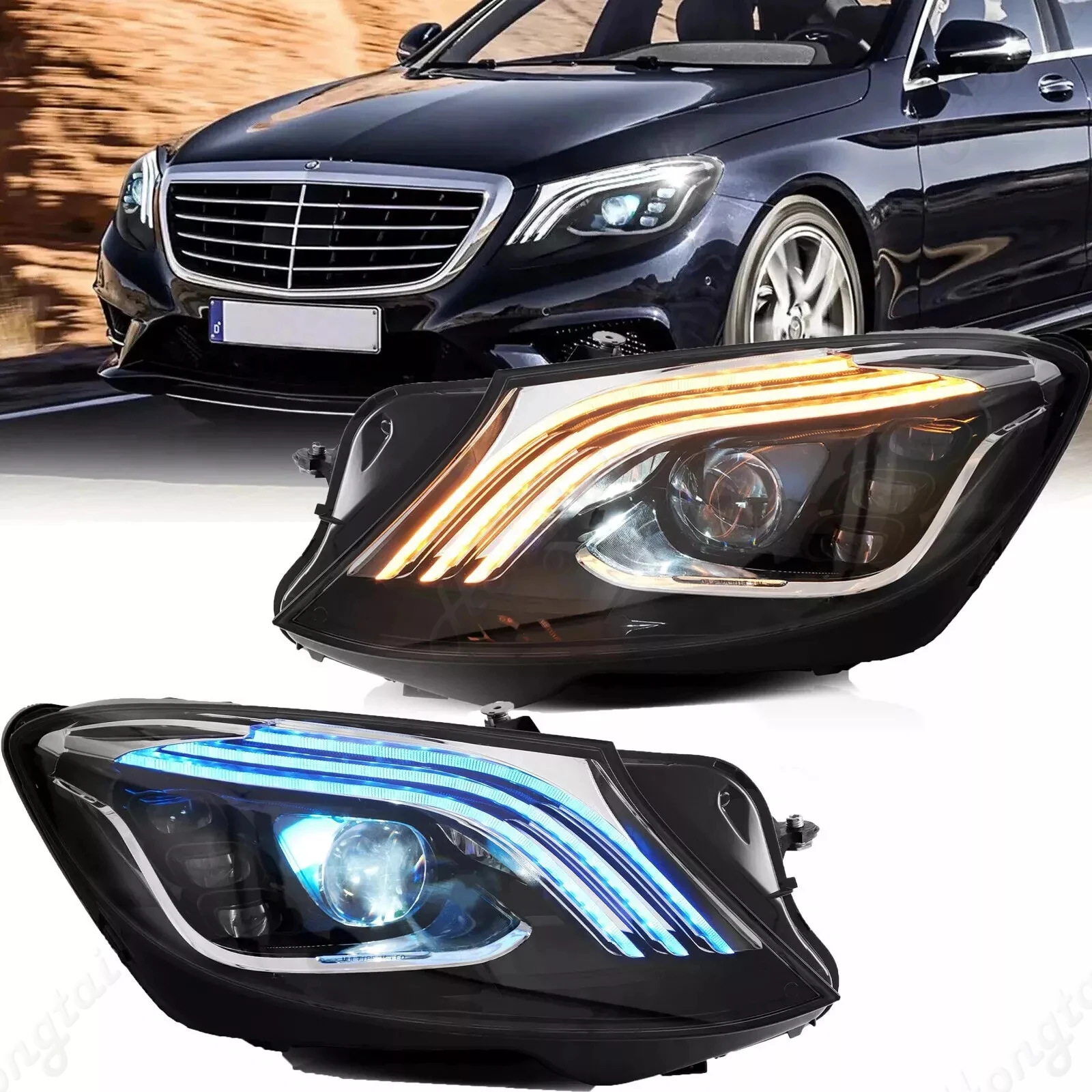 Pair Headlight Assemblies For 2014-2018 Mercedes-Benz S-Class W222 DRL Upgrade LED daily running light streamer light Head Lamps
Pair Headlight Assemblies For 2014-2018 Mercedes-Benz S-Class W222 DRL Upgrade LED daily running light streamer light Head Lamps