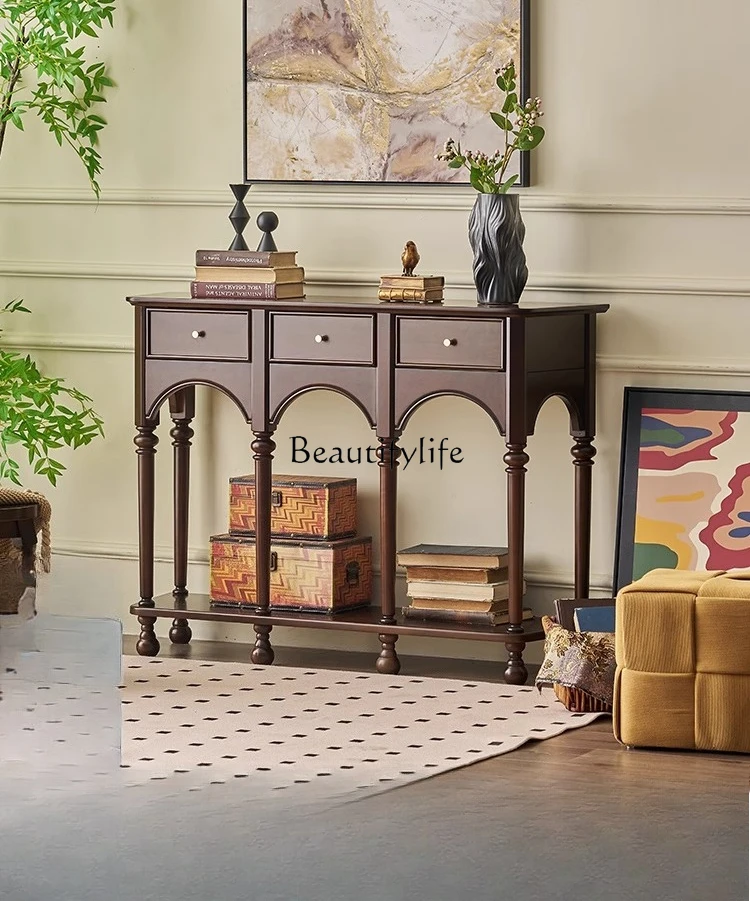 American all solid wood porch table French retro cabinet storage cherry wood furniture
American all solid wood porch table French retro cabinet storage cherry wood furniture