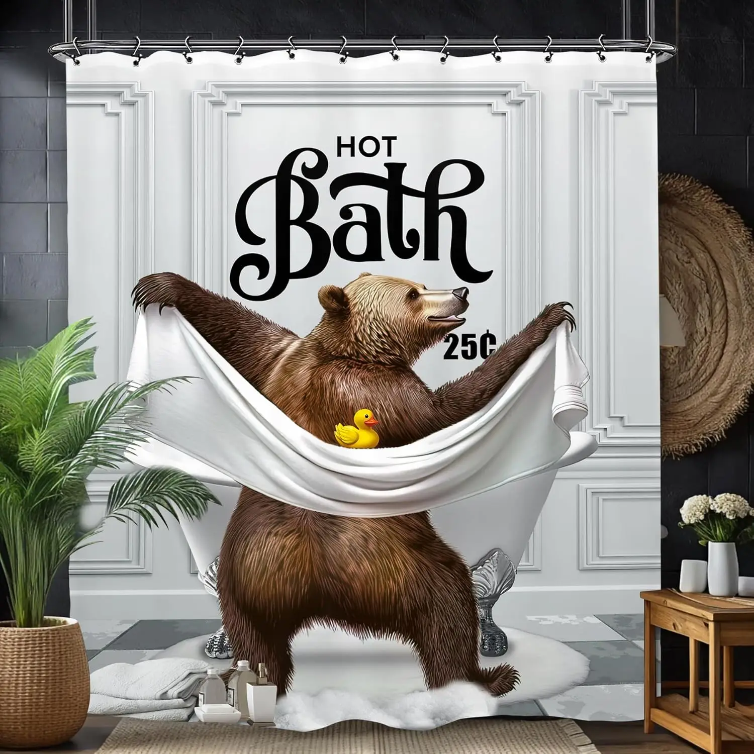 Funny Brown Bear Shower Curtain, Hilarious Rustic Farmhouse Animal Theme Bathroom Decor with Hooks
Funny Brown Bear Shower Curtain, Hilarious Rustic Farmhouse Animal Theme Bathroom Decor with Hooks