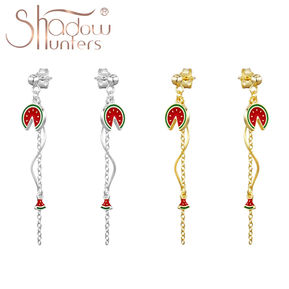 SHADOWHUNTERS 100% 925 Sterling Silver Enamel Watermelon Chain Drop Earrings Watermelon Slice Tassel Earring Curve Chain Earring
SHADOWHUNTERS 100% 925 Sterling Silver Enamel Watermelon Chain Drop Earrings Watermelon Slice Tassel Earring Curve Chain Earring
