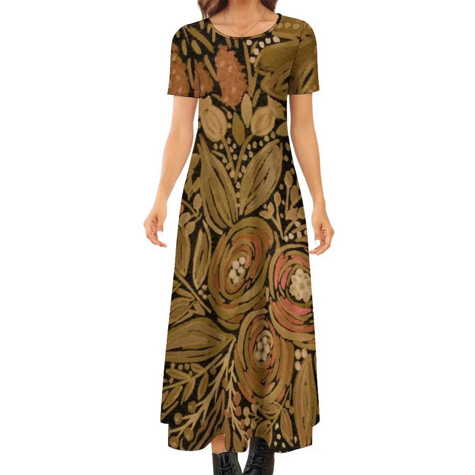 Watercolor .Black brown floral pattern . Round Neck Short Sleeve Dress Party dresses wedding dresses for parties prom dresses
Watercolor .Black brown floral pattern . Round Neck Short Sleeve Dress Party dresses wedding dresses for parties prom dresses