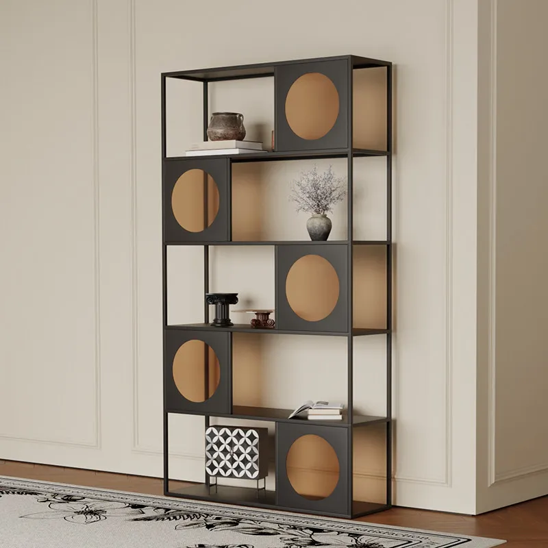 French multi-layer storage shelf wrought iron bookshelf integrated against the wall, living room partition decorative shelves
French multi-layer storage shelf wrought iron bookshelf integrated against the wall, living room partition decorative shelves