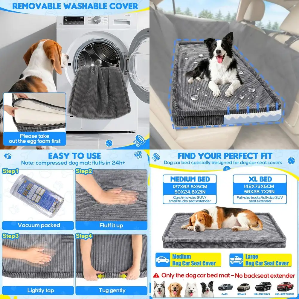 Non-Slip Backseat Extender, Washable SUV & Sedan Dog Bed, 50L×24.6W×2H, Gray, Comfort & Scratch-Resistant
Non-Slip Backseat Extender, Washable SUV & Sedan Dog Bed, 50L×24.6W×2H, Gray, Comfort & Scratch-Resistant