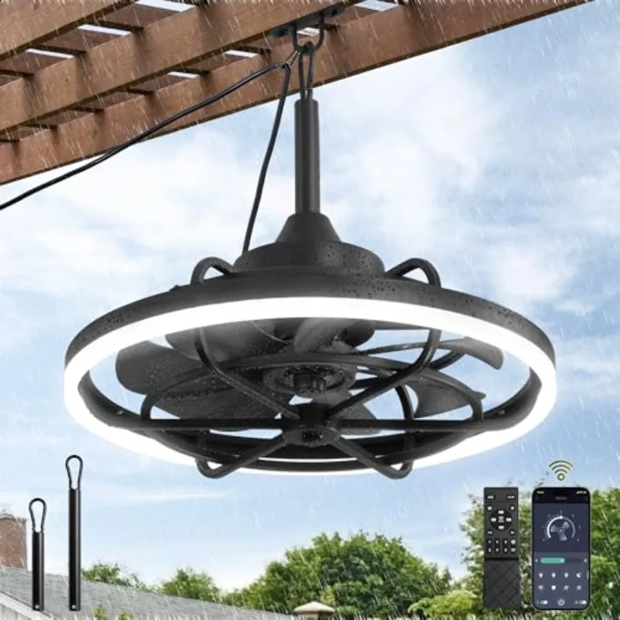 Outdoor ceiling fan with light for patios: 20 weatherproof plug-in caged fan, white finish, 3CCT dimmable light, remote app con
Outdoor ceiling fan with light for patios: 20 weatherproof plug-in caged fan, white finish, 3CCT dimmable light, remote app con