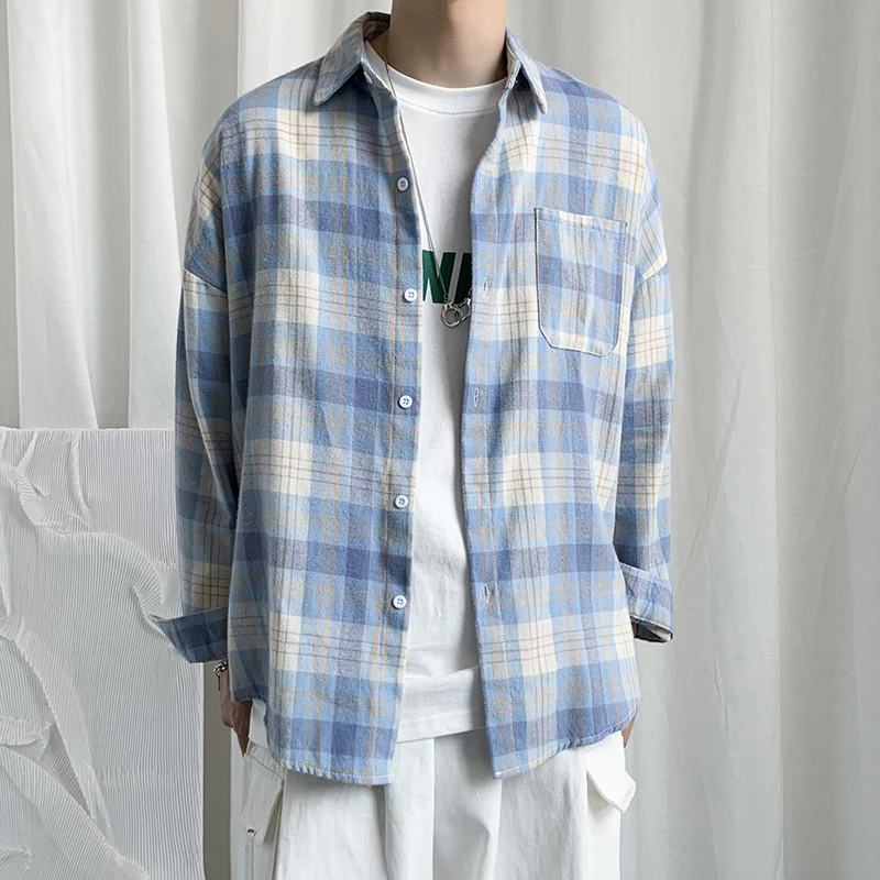 Retro Plaid Long Sleeve Men's Shirt Autumn Spring BF Hong Kong Style Korean Version Trendy Outerwear Loose Fit Youth Fashion
Retro Plaid Long Sleeve Men's Shirt Autumn Spring BF Hong Kong Style Korean Version Trendy Outerwear Loose Fit Youth Fashion