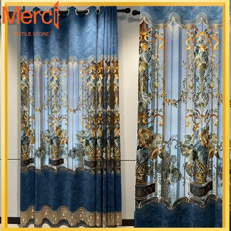 Curtains For Living Dining Room Bedroom High Shading Chenille Villa Floor-to-ceiling Window Hollow Embroidery Curtain
Curtains For Living Dining Room Bedroom High Shading Chenille Villa Floor-to-ceiling Window Hollow Embroidery Curtain
