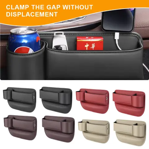 Car Interior Storage Pocket Leather Seats Crevice Filler Storage Bag Car Seat Side Drink Phone Holder Auto Interior Accessories