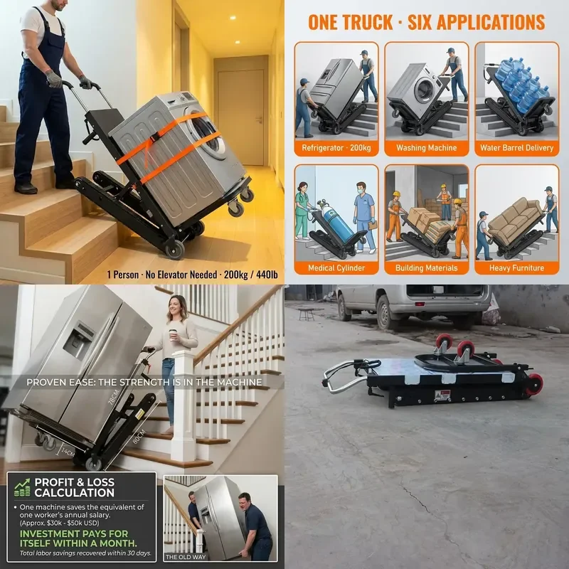 Electric Stair Climbing Trolley for 200kg Powered Hand Truck Folding CE Certified Logistics Water Delivery Crawler Stair
Electric Stair Climbing Trolley for 200kg Powered Hand Truck Folding CE Certified Logistics Water Delivery Crawler Stair