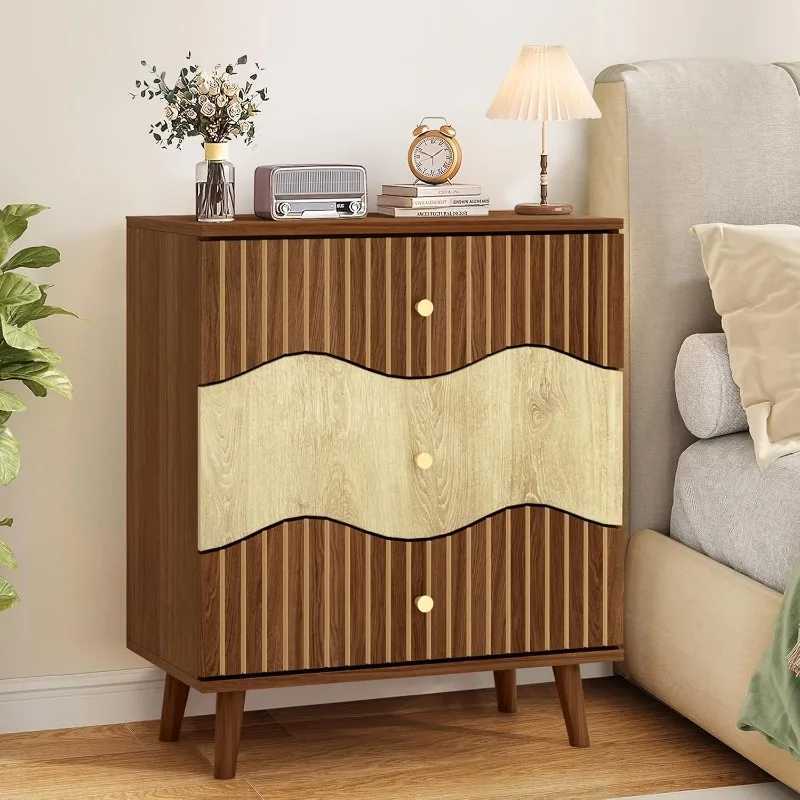 Farmhouse 3 Drawer Dresser, Wooden Rustic Chest of Drawers with Gold Handle, Fluted Bedroom Dresser Nightstand with Wave Pa
Farmhouse 3 Drawer Dresser, Wooden Rustic Chest of Drawers with Gold Handle, Fluted Bedroom Dresser Nightstand with Wave Pa