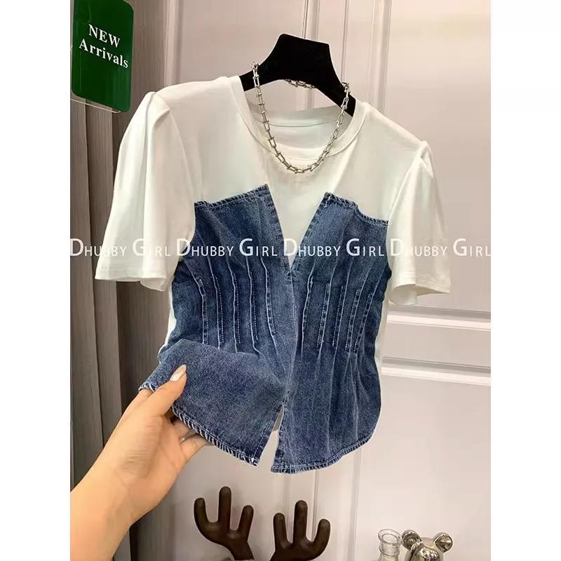 High Street Women Tops Summer Blue Tee Shirt Tops Basic Ladies Short Sleeves Pullover Women's Clothing
High Street Women Tops Summer Blue Tee Shirt Tops Basic Ladies Short Sleeves Pullover Women's Clothing