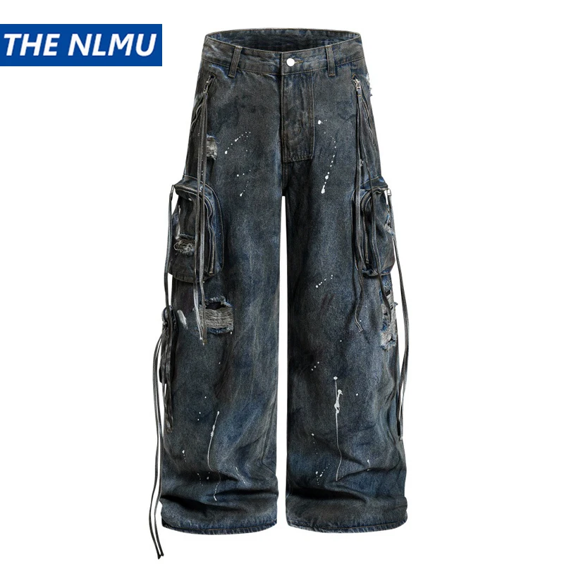 Wasteland Distressed Paint Splatter Jeans Pants Men Multi Pocket Baggy Wide Leg Ripped Dirty Wash Trousers
Wasteland Distressed Paint Splatter Jeans Pants Men Multi Pocket Baggy Wide Leg Ripped Dirty Wash Trousers