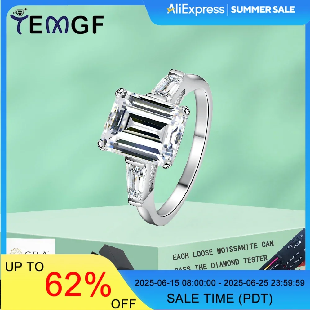TEMGF Full Moissanite Ring for Women 3 Stones Emerald Trapezoid Cut Diamond S925 Sterling Silver Wedding Band with Certificate
TEMGF Full Moissanite Ring for Women 3 Stones Emerald Trapezoid Cut Diamond S925 Sterling Silver Wedding Band with Certificate