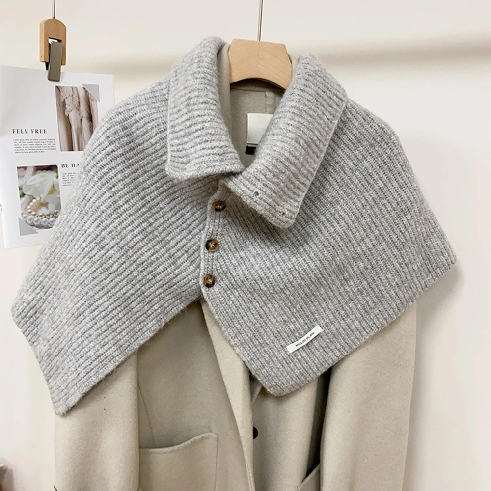 Novelty Magic Scarf Button Korean Style Shawl Autumn/Winter Button Wool Wraps Knitted Fashion Fake Collar Cape Shoulder Scarf
Novelty Magic Scarf Button Korean Style Shawl Autumn/Winter Button Wool Wraps Knitted Fashion Fake Collar Cape Shoulder Scarf