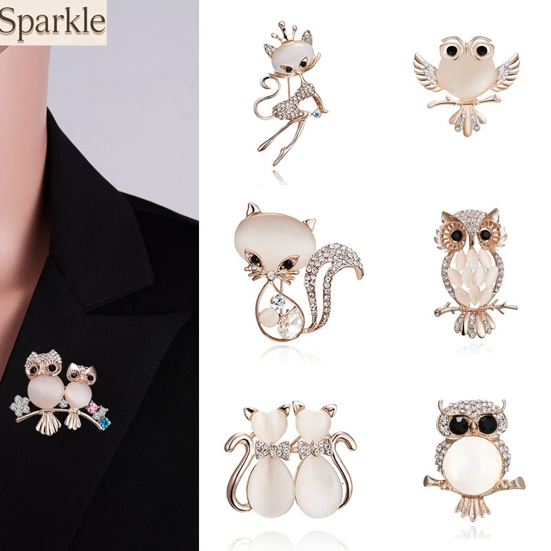 Fashion Animal Brooch Set Cartoon Cat Owl with Crown Rhinestone Cat's Eye Stone Anti-Slip Lapel Pin Versatile Jewelry Accessory 
Fashion Animal Brooch Set Cartoon Cat Owl with Crown Rhinestone Cat's Eye Stone Anti-Slip Lapel Pin Versatile Jewelry Accessory