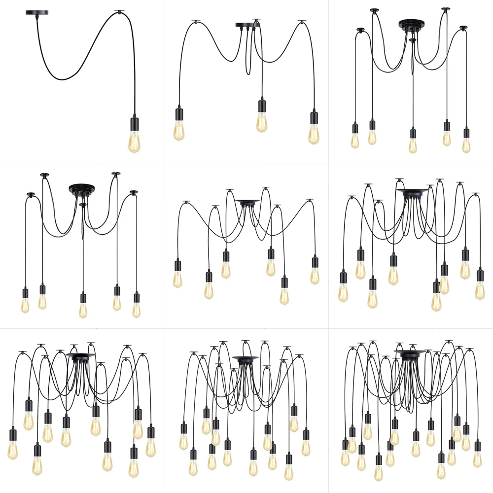 1/3/5/6/8/10/12/14 Heads DIY Art Spider Chandelier Hanging Lamps Vintage Industrial Ceiling Pendant Light Home Suspension Decor
1/3/5/6/8/10/12/14 Heads DIY Art Spider Chandelier Hanging Lamps Vintage Industrial Ceiling Pendant Light Home Suspension Decor