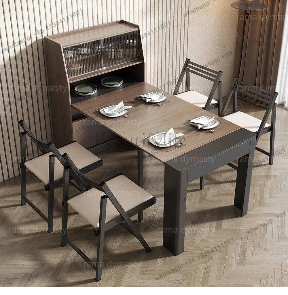 Multifunctional Dining Table Expandable Dining Table Storage Space Saving Rectangular Dining Table