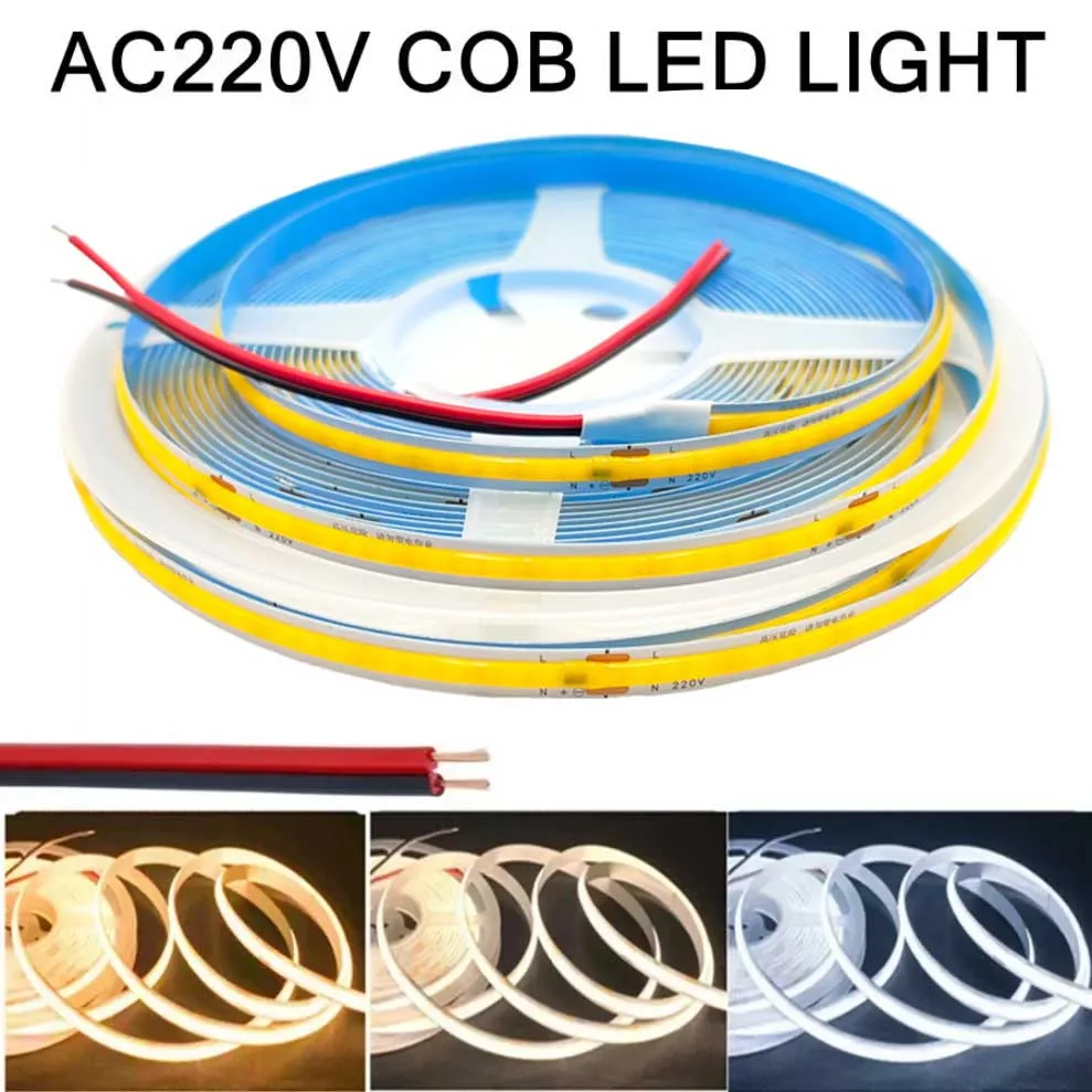 COB LED Strip Light 220V Flexible Tape Lights Smart IC No Need Driver High Bright 240 LEDs Linear Lighting RA95 Warm White 1-5m
COB LED Strip Light 220V Flexible Tape Lights Smart IC No Need Driver High Bright 240 LEDs Linear Lighting RA95 Warm White 1-5m