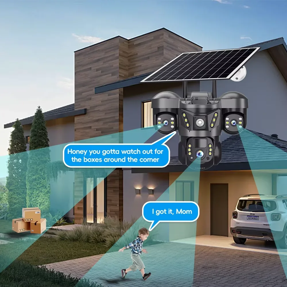Three Screen Three Lens 15MP 8K Wireless WiFi Solar Cam 4G Sim Card Solar Surveillance Outdoor PTZ Solar CCTV Cam
Three Screen Three Lens 15MP 8K Wireless WiFi Solar Cam 4G Sim Card Solar Surveillance Outdoor PTZ Solar CCTV Cam