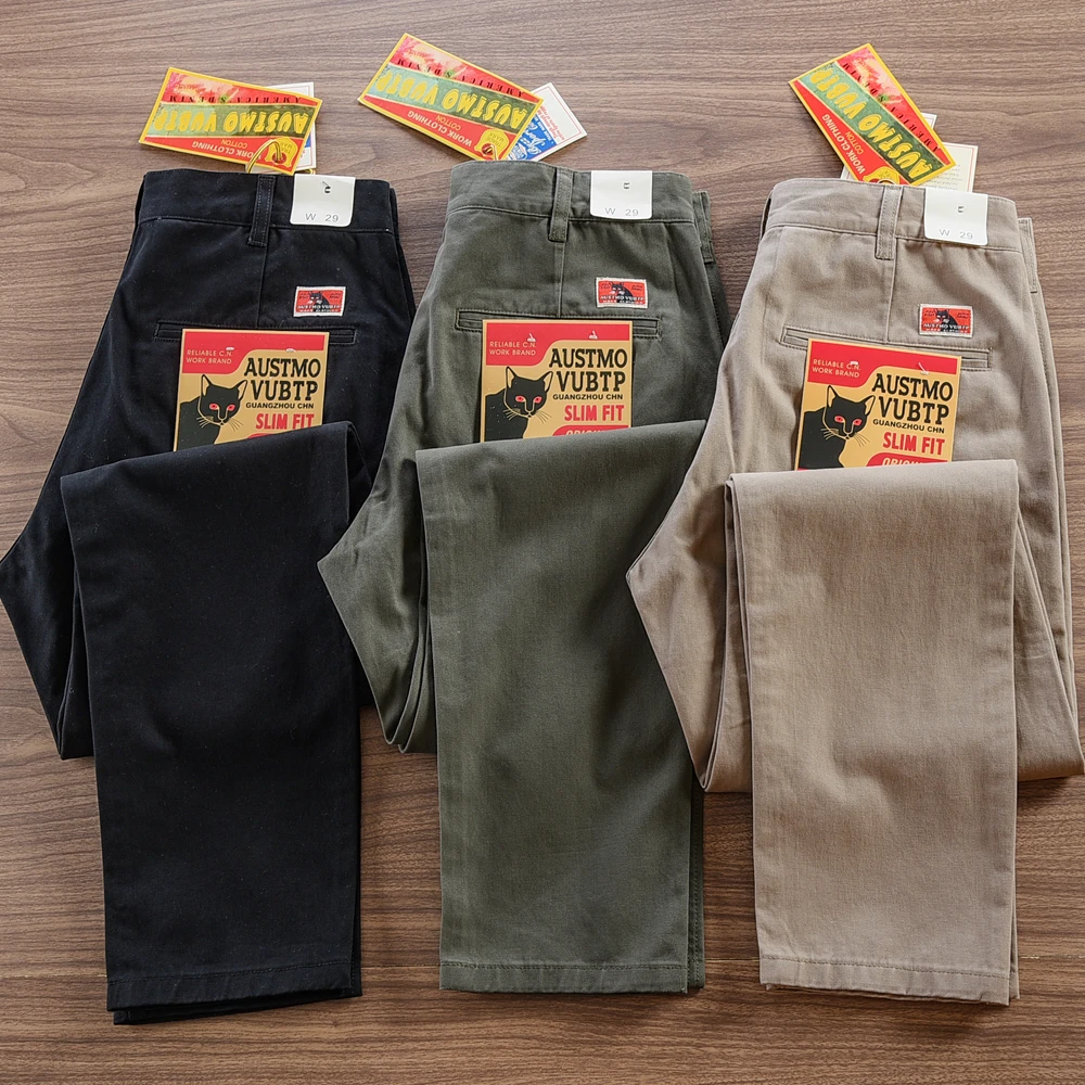 2025 Spring Autumn New American Retro Twill Woven Driving Pants Men's Simple 100% Cotton Washed Chino Straight Casual Trousers 31 S1b943200e6b34777931f0f183fb48b14i