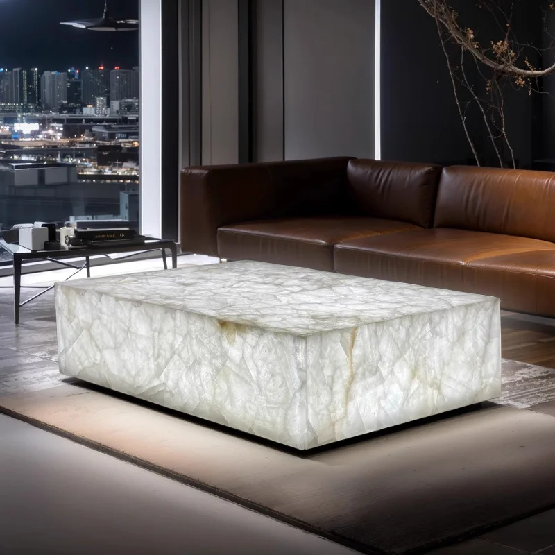 Luminous white ice jade coffee table living room jade luxury stone rectangular light luxury advanced
Luminous white ice jade coffee table living room jade luxury stone rectangular light luxury advanced