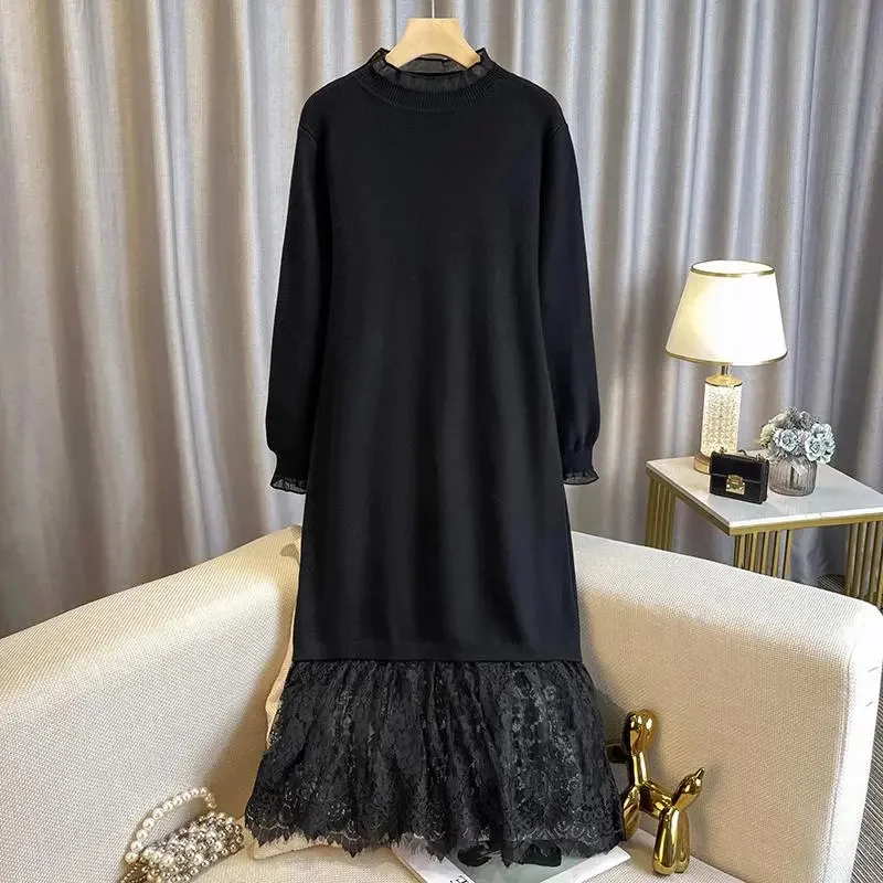 2024 New Autumn Winter Lace Splicing Half High Neck Casual Knitted Dress, for Women Clothing,Jersey Dresses,Female Sweater Dress
2024 New Autumn Winter Lace Splicing Half High Neck Casual Knitted Dress, for Women Clothing,Jersey Dresses,Female Sweater Dress