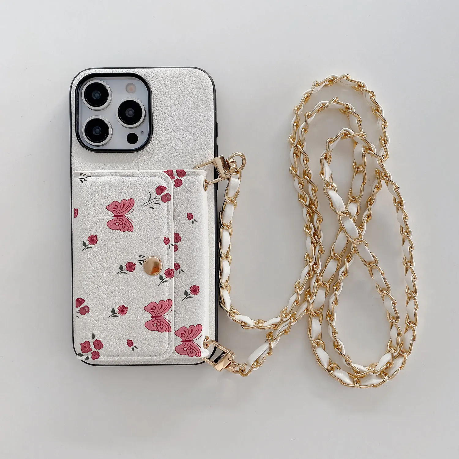 Pink Butterfly Metal Long Chain Multi-function Card Holder PU Leather Phone Case For iPhone 17 16 15 14 13 12 11 Pro Max
Pink Butterfly Metal Long Chain Multi-function Card Holder PU Leather Phone Case For iPhone 17 16 15 14 13 12 11 Pro Max