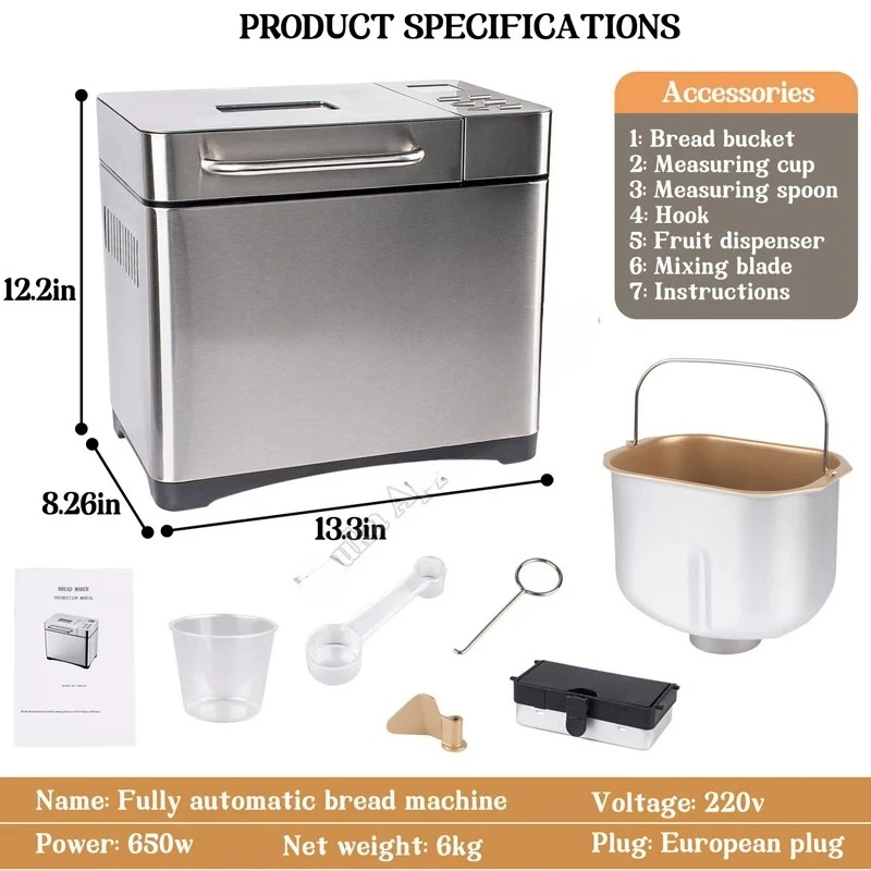 Household Bread Machine Full-automatic Intelligent Flour Leaver Multifunctional Small Breakfast Bread Machine
Household Bread Machine Full-automatic Intelligent Flour Leaver Multifunctional Small Breakfast Bread Machine