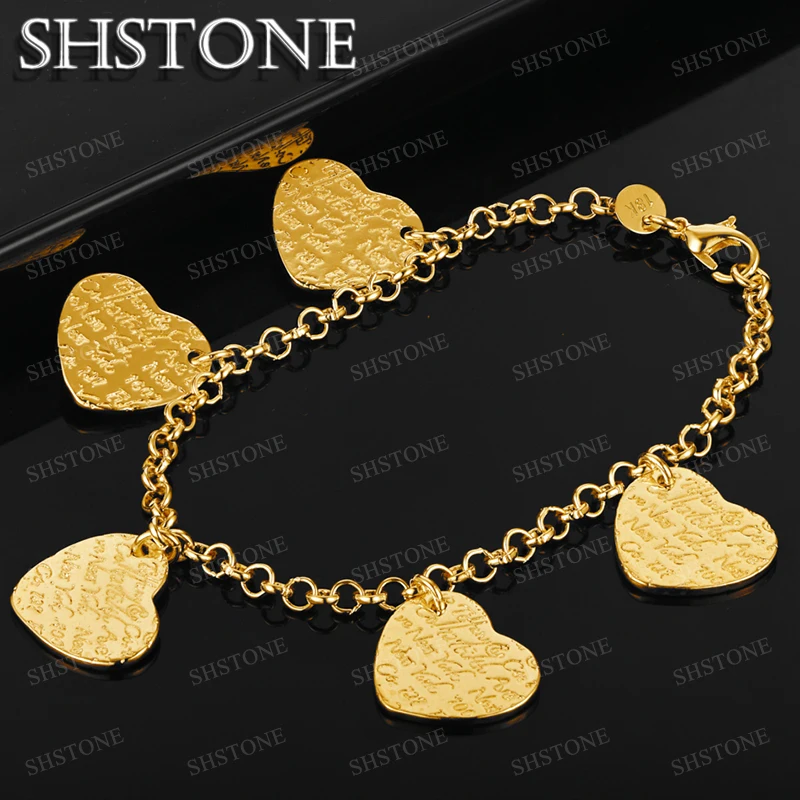 SHSTONE 18K Gold Heart Pattern Chain Bracelets For Woman Party Wedding 925 Sterling Silver Bracelet Charm Jewelry Birthday Gift
SHSTONE 18K Gold Heart Pattern Chain Bracelets For Woman Party Wedding 925 Sterling Silver Bracelet Charm Jewelry Birthday Gift
