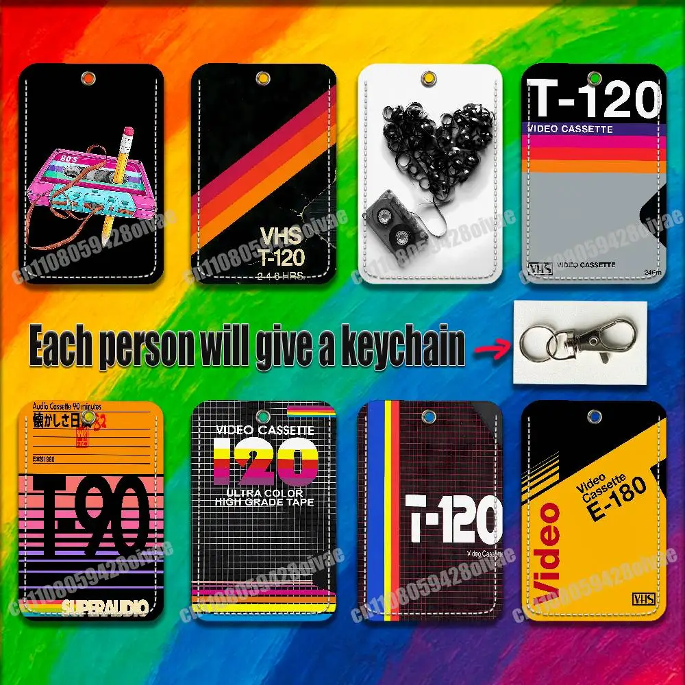 Retro VHS Video Tape Cassette For ID Clips Credit Bank Campus Card Holder Cover Decoration PU Leather Keychain
Retro VHS Video Tape Cassette For ID Clips Credit Bank Campus Card Holder Cover Decoration PU Leather Keychain