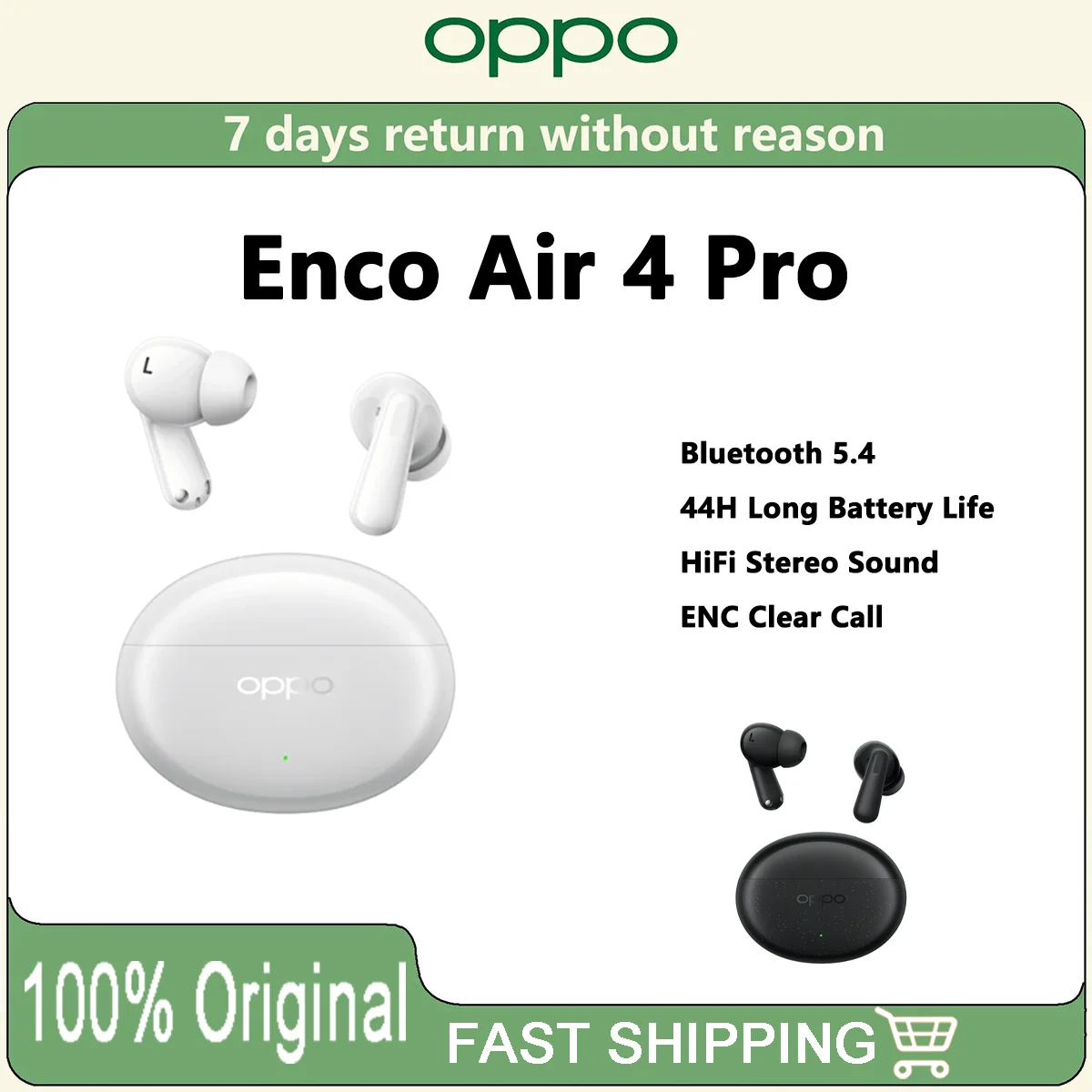 Original OPPO Enco Air 4 Pro Wireless TWS Headset 49dB Active Noise Reduction Bluetooth 5.4 44H Endurance IP55 Earbuds
Original OPPO Enco Air 4 Pro Wireless TWS Headset 49dB Active Noise Reduction Bluetooth 5.4 44H Endurance IP55 Earbuds